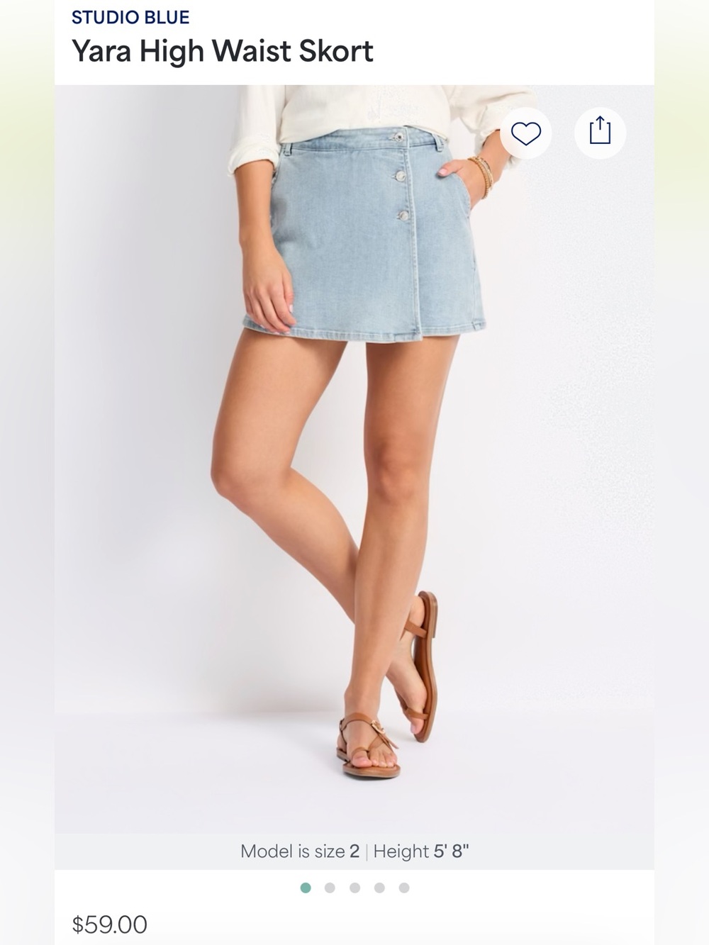 Studio Light Blue High-Rise Denim Mini Skort